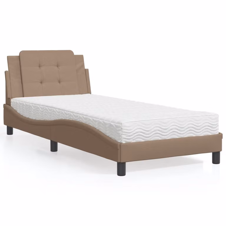 Letto con Materasso vidaXL Zadar Cappuccino in Similpelle L/P: 90 x 200 cm