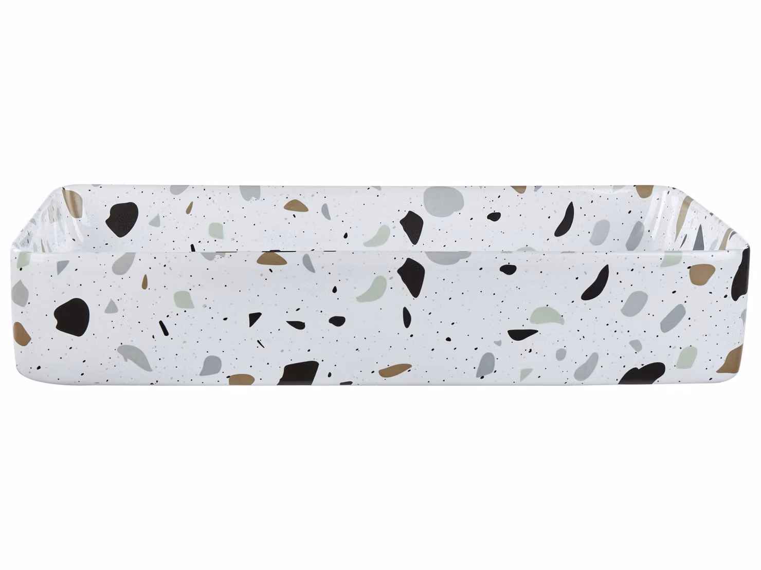 BELIANI Lavabo da appoggio in Vetroceramica bianca effetto terrazzo 61 x 35 cm cm forma rettangolare bagno stile moderno