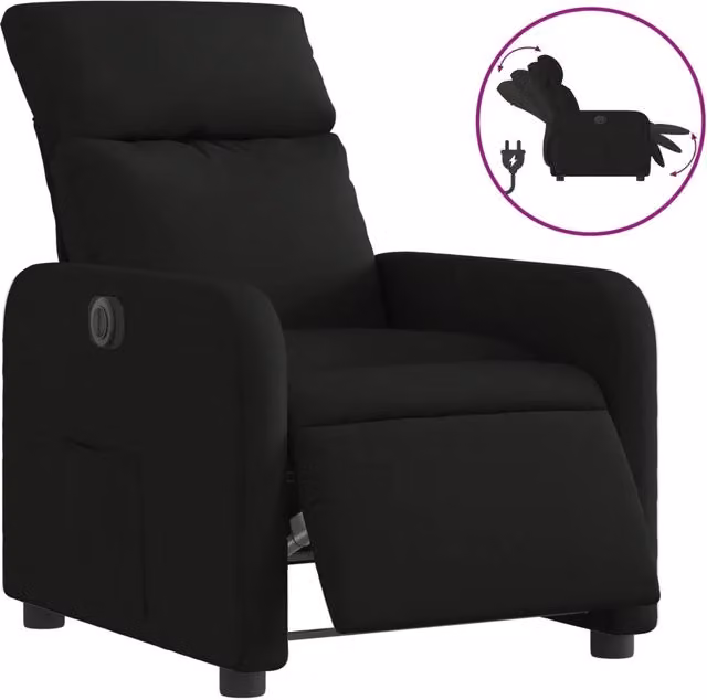 Poltrona | Sedia Relax Elettrica Reclinabile Nera in Tessuto