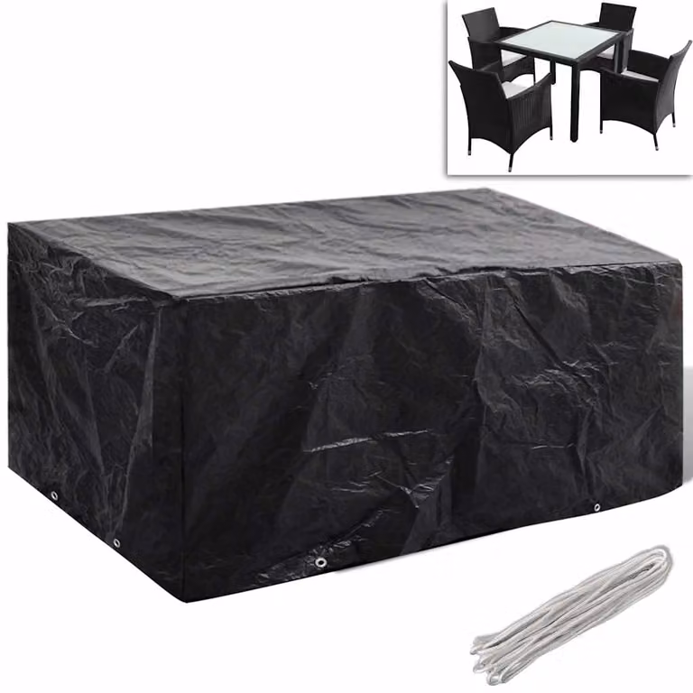 Copertura per mobili da giardino vidaXL nera con 8 occhielli L/P/H: 180 x 140 x 90 cm