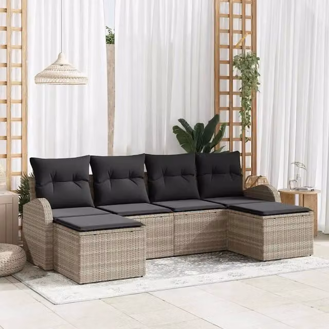 Set Divano da Giardino 6 pz Grigio chiaro 3346152