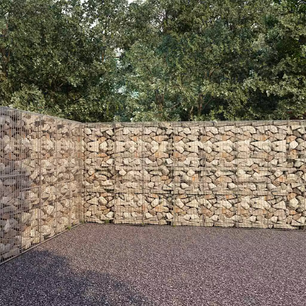 vidaXL Gabbione con Copertura in Acciaio Zincato Grigio L: 600 cm, P: 30 cm, H: 200 cm