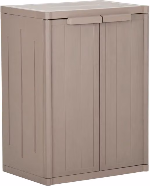 Armadio da giardino 65 x 45 x 88 cm 2 ripiani effetto legno moderno in PP marrone 02_0046123