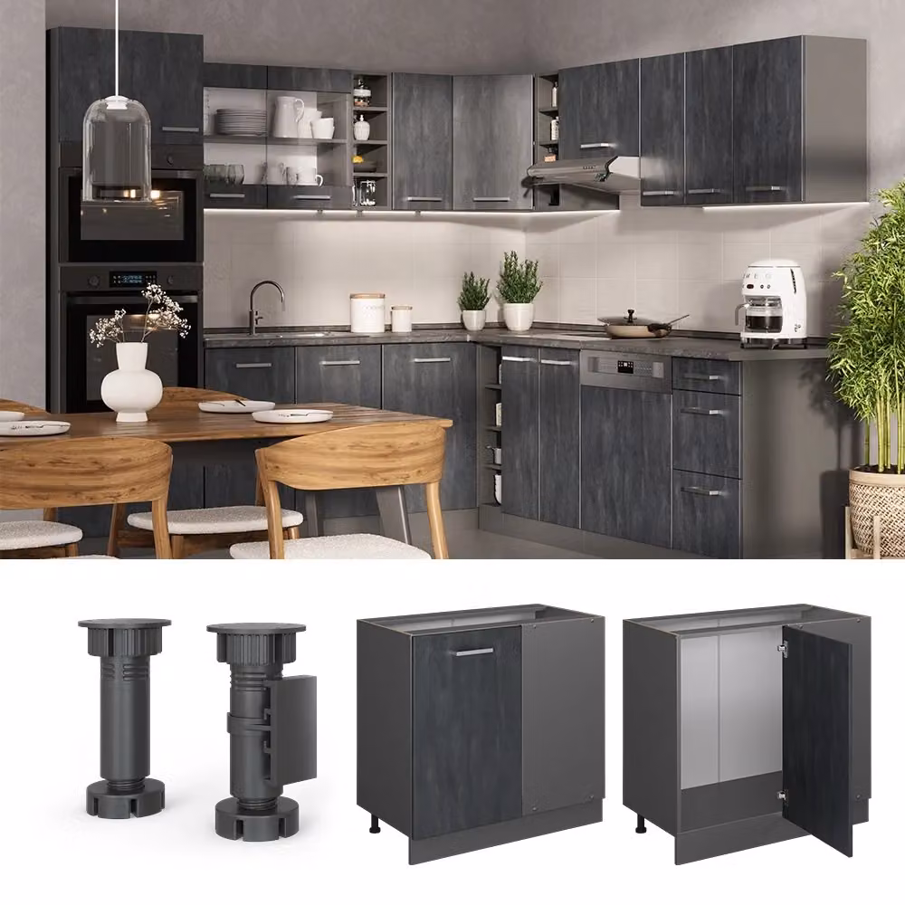 Mobile ad angolo cucina Vicco R-Line Calce nera e Antracite L: 86 cm – 2
