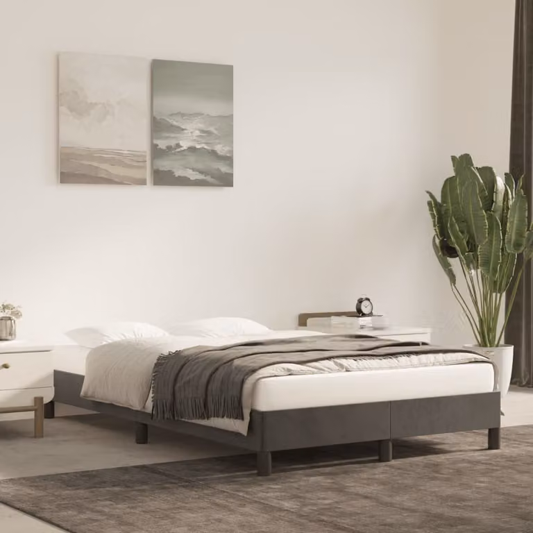 vidaXL Giroletto in Velluto Grigio con Struttura in Legno e MDF L/P/H: 120 x 193 x 25 cm