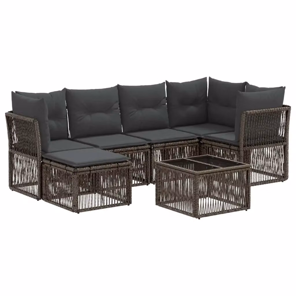 Set Divano da Giardino 7 pz vidaXL in Polyrattan Grigio con Cuscini e Tavolino – 2