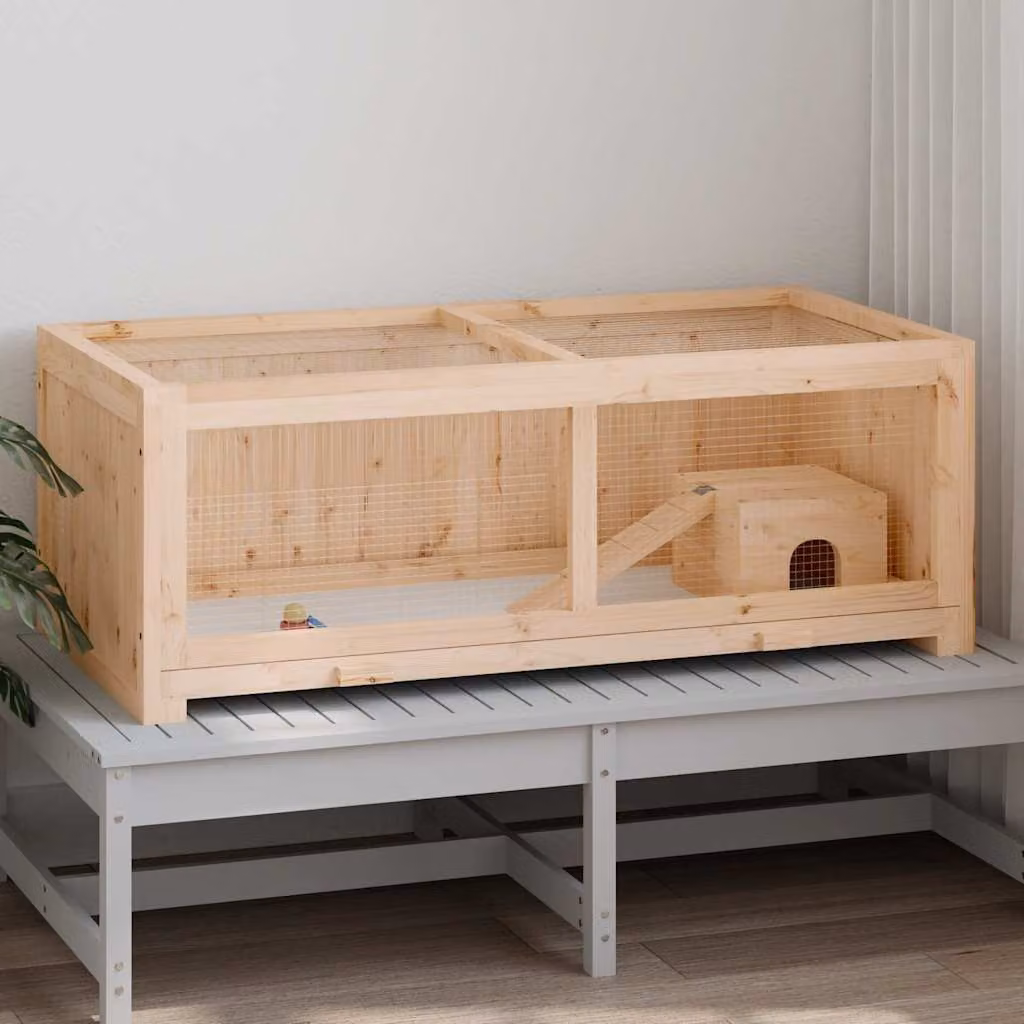 vidaXL Gabbia per Criceti 104x52x38 cm in Legno Massello di Abete