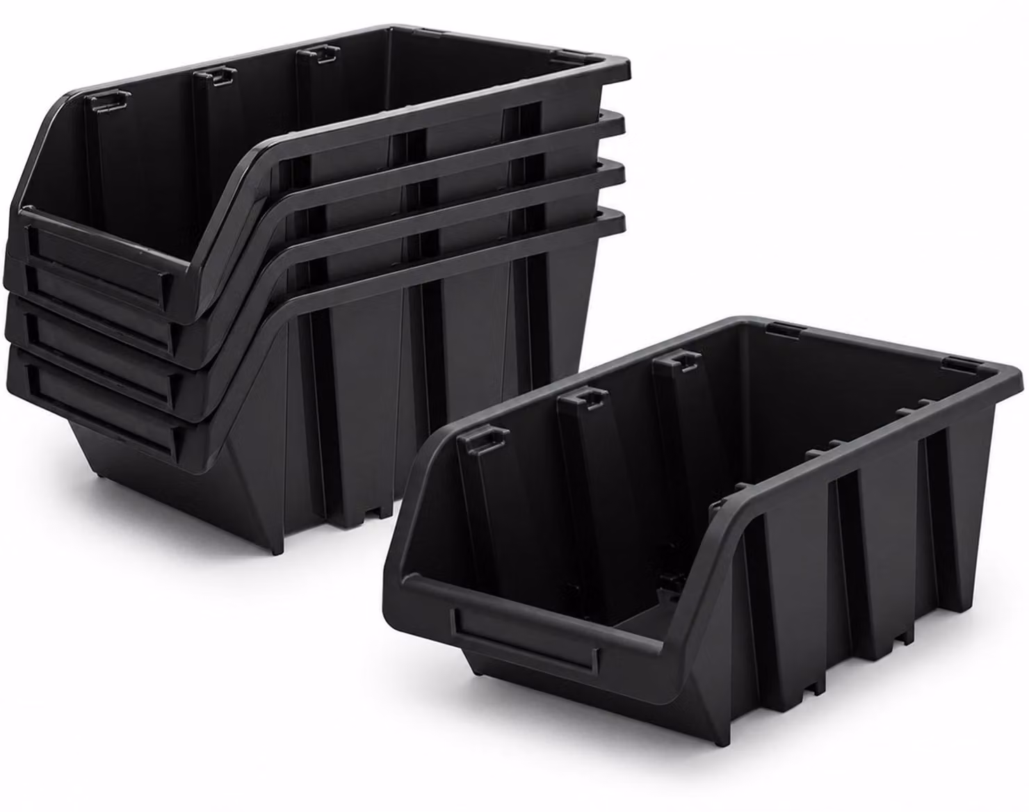 Solidchoice - Contenitori impilabili per l'officina, 5 pezzi, neri