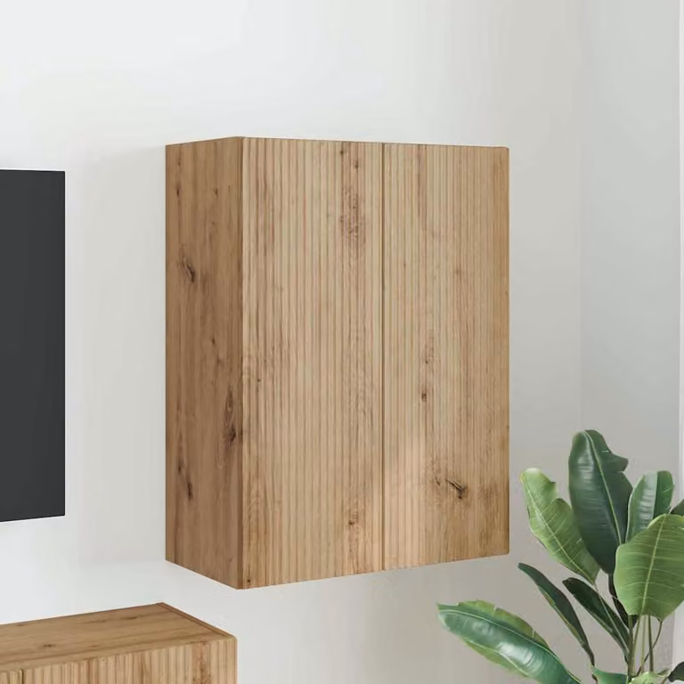 Mobile TV da parete vidaXL in stile moderno, colore marrone, L: 59,5 cm, P: 31 cm, H: 80 cm
