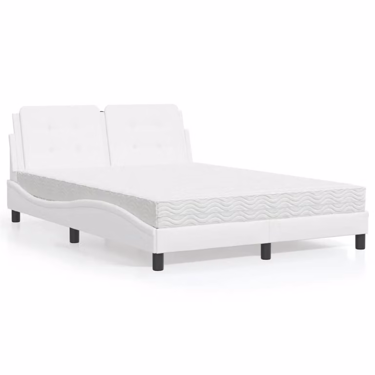 Letto con materasso vidaXL Zadar Bianco in similpelle L/P: 120 x 200 cm