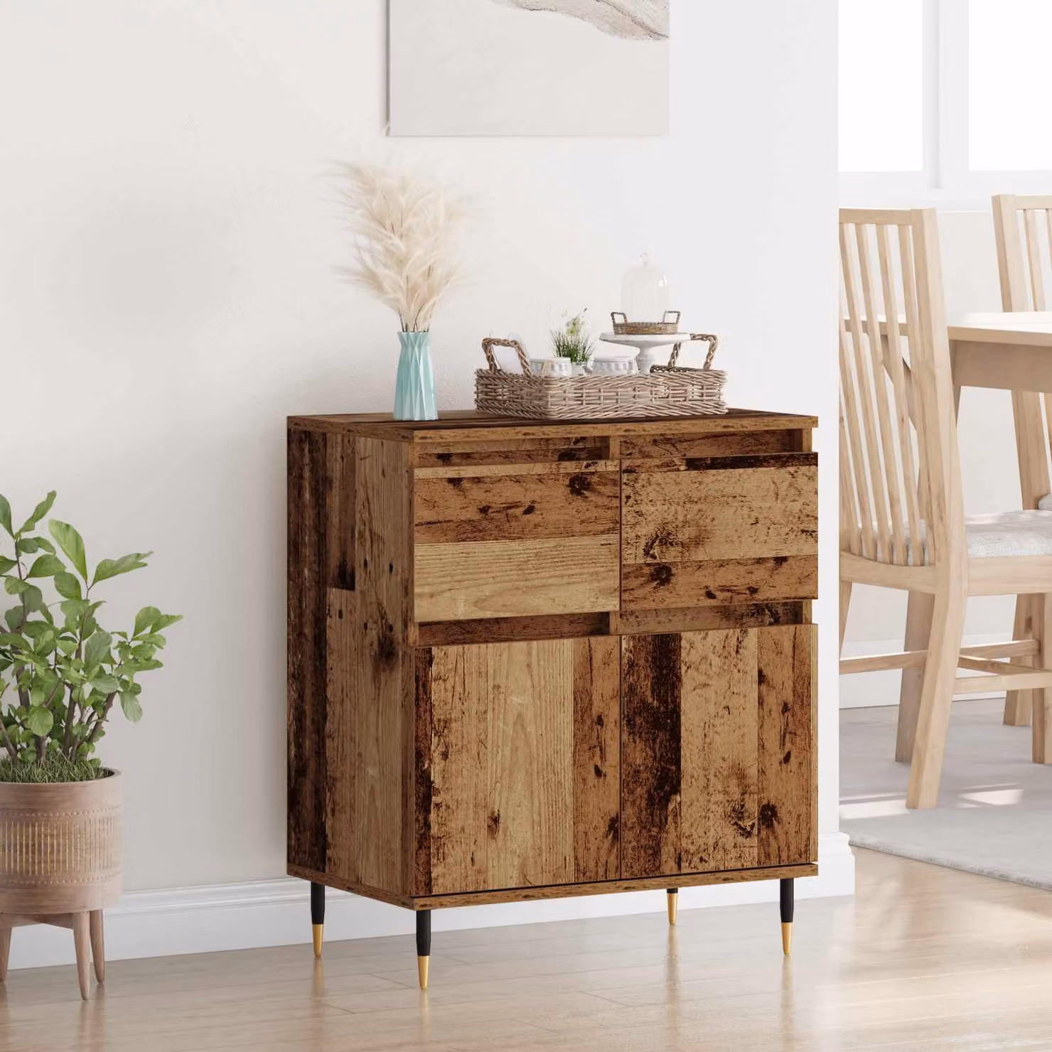 Credenza con cassetto vidaXL in legno vecchio marrone L: 60 cm, P: 35 cm, H: 70 cm