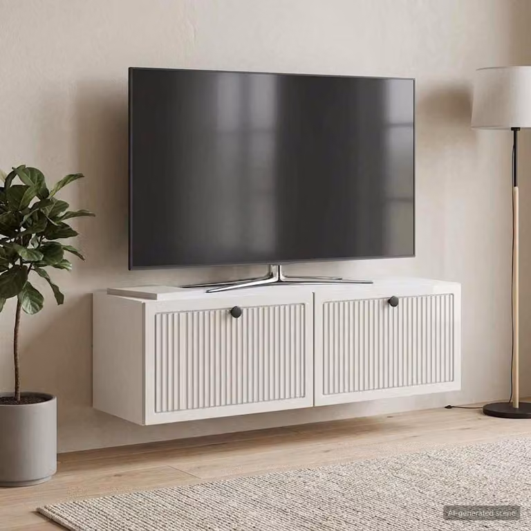 vidaXL Mobile Porta TV da Muro Bianco Lucido L 98 x P 31 x H 30 cm