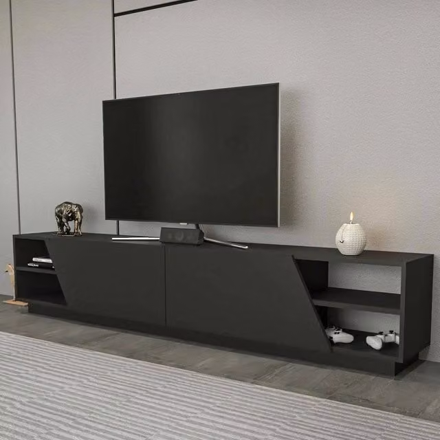 Mobile porta TV Apat DMORA, Credenza moderna per soggiorno in MDF, Antracite, L: 240 cm, P: 47,4 cm, H: 37,1 cm – 1
