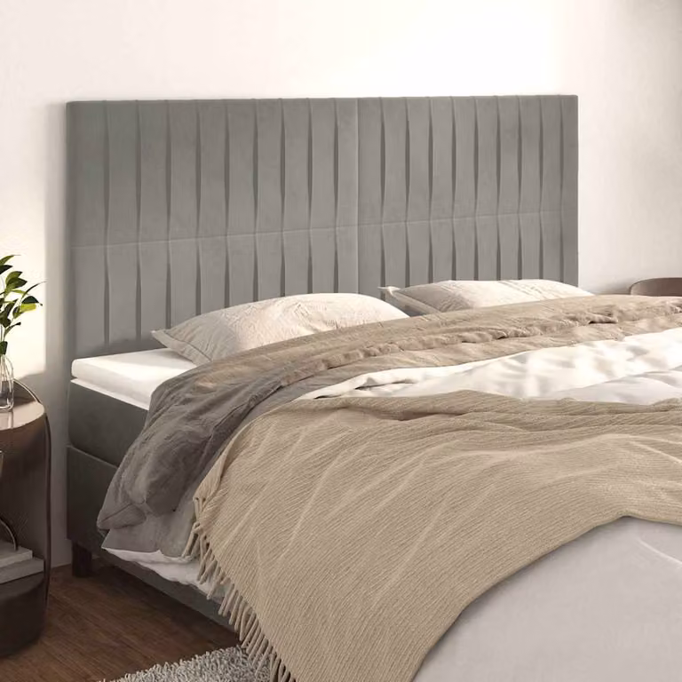 Testiera per letto vidaXL in velluto grigio chiaro, L: 200 cm, H: 118/128 cm, P: 5 cm