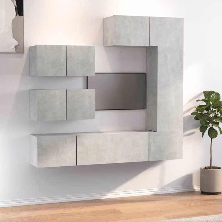 Set di mobili porta TV moderno vidaXL in legno e MDF, colore grigio, L/P/H: 90,0 x 30,5 x 30,0 cm