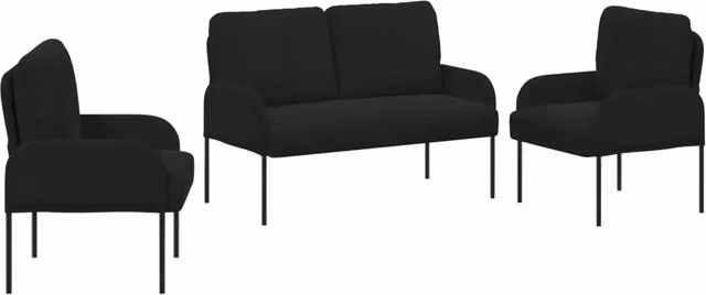 Set Divano | Divano da soggiorno | Sofa 3 pz Nero 115 x 56 x 80 cm Legno compensato