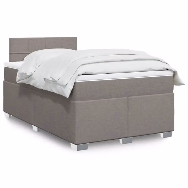 Letto con Giroletto a Molle e Materasso vidaXL in Tessuto Beige e Grigio L/P: 120 x 200 cm