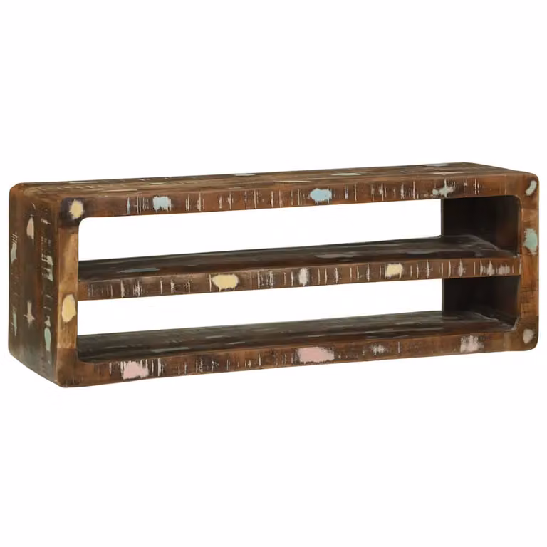 Mobile TV vidaXL in legno massello di recupero, marrone multicolore, L 100 x P 32 x H 36 cm
