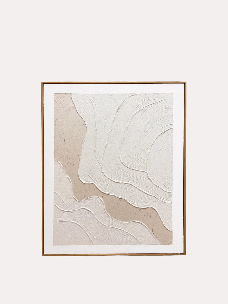 Quadro astratto Land Kenay Home, stile minimalista, colori beige e bianco, L: 80 cm x H: 100 cm – 2