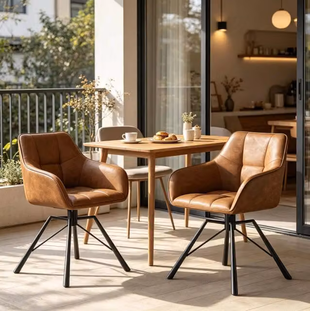 Sedia da sala da pranzo 57 cm marrone chiaro, girevole, set da 2