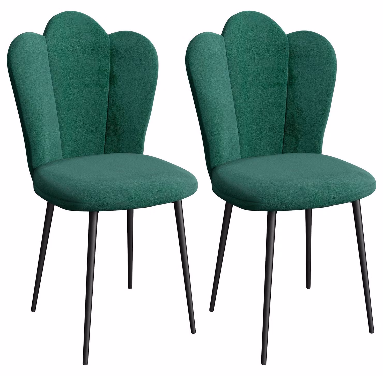 Set di 2 sedie da pranzo - Sedia per cucina, sedia imbottita - Seduta imbottita - Struttura in metallo - Schienale ergonomico - Design moderno - Verde