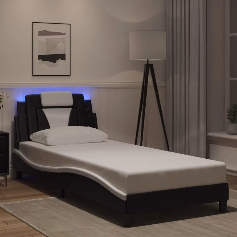 vidaXL Giroletto Viana con LED e porta di ricarica USB, Nero e Bianco, L 200 x P 80 cm