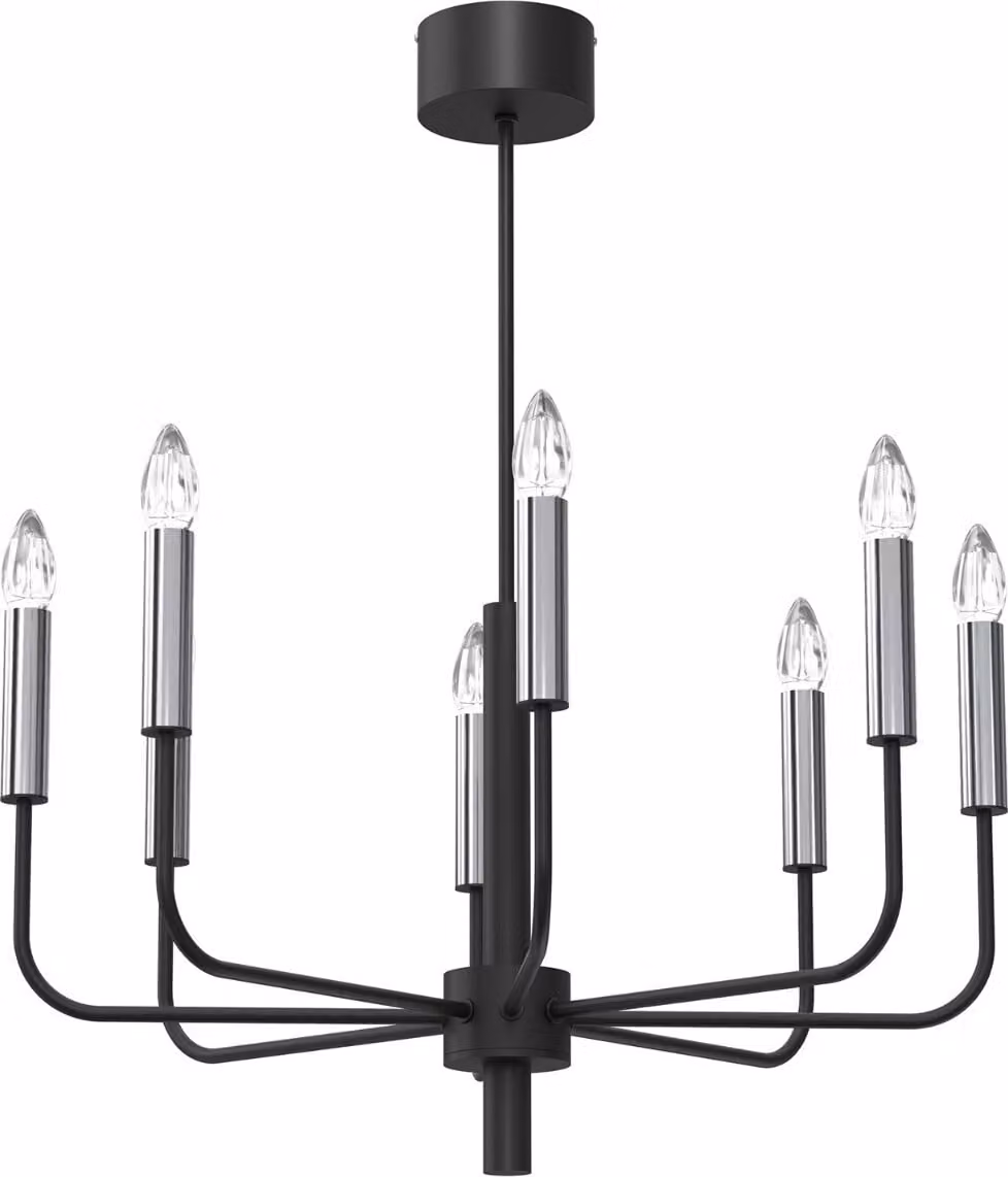 Lampadario a sospensione cromo nero Akasya 8xE14 15W Luminex