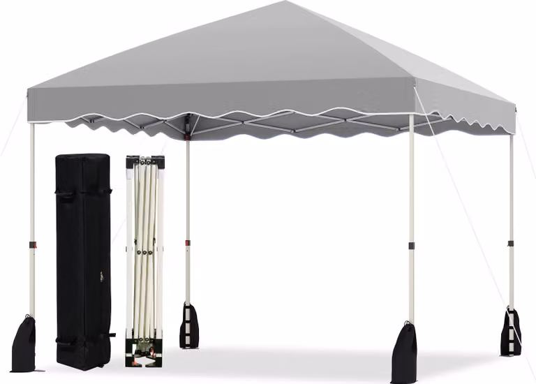 Gazebo pop-up 3 x 3 m, riparo facile da montare con borsa a rotelle, 8 picchetti, 4 ancore, 4 tiranti, 4 sacchi di sabbia, tenda da esterno per carichi pesanti