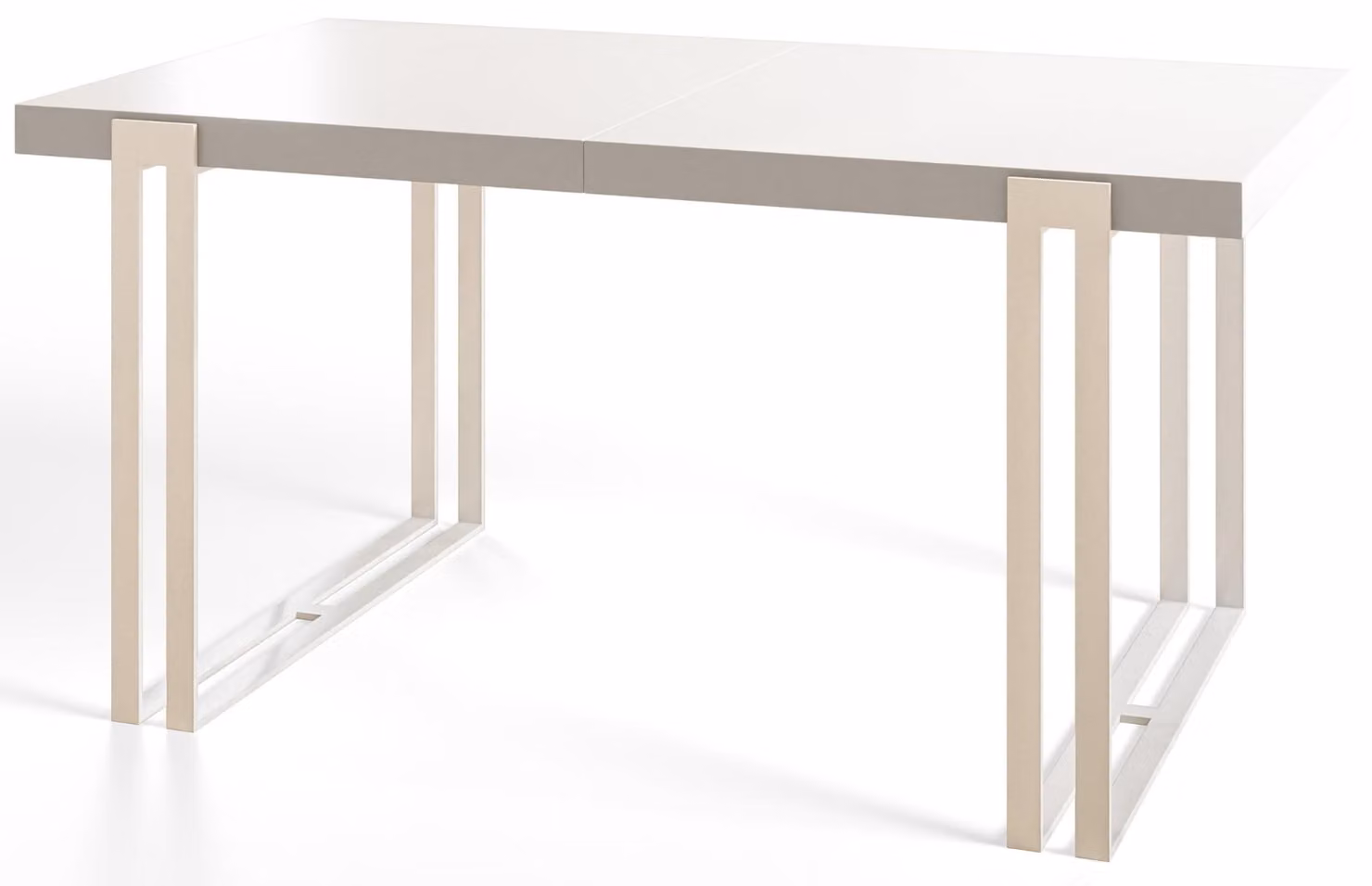 Tavolo da pranzo rettangolare Rosa, tavolo da salotto moderno 140x80x77 cm, bianco con gambe in metallo bianco