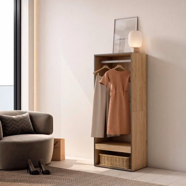 Armadio Aperto SKRAUT HOME per Camera da Letto in Legno Rovere, L: 60 cm, P: 35 cm, H: 145 cm