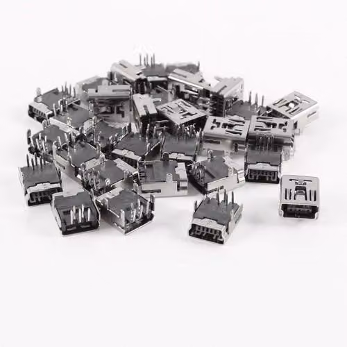 10 connettori mini-USB tipo B, 5 pin, ad angolo retto, per montaggio a traversa (DIP)