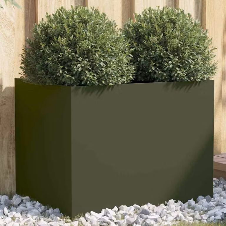Fioriera vidaXL in acciaio verde, L 62 cm x P 47 cm x H 46 cm