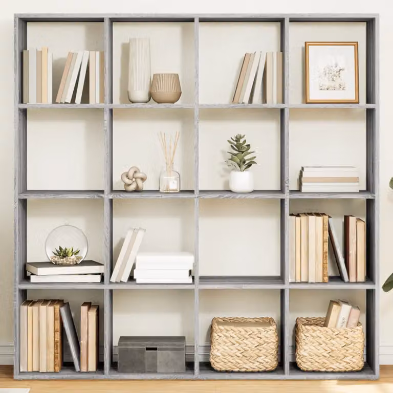 Libreria a muro vidaXL Grigio in Legno e MDF L: 137,5 cm, P: 29 cm, H: 137,5 cm