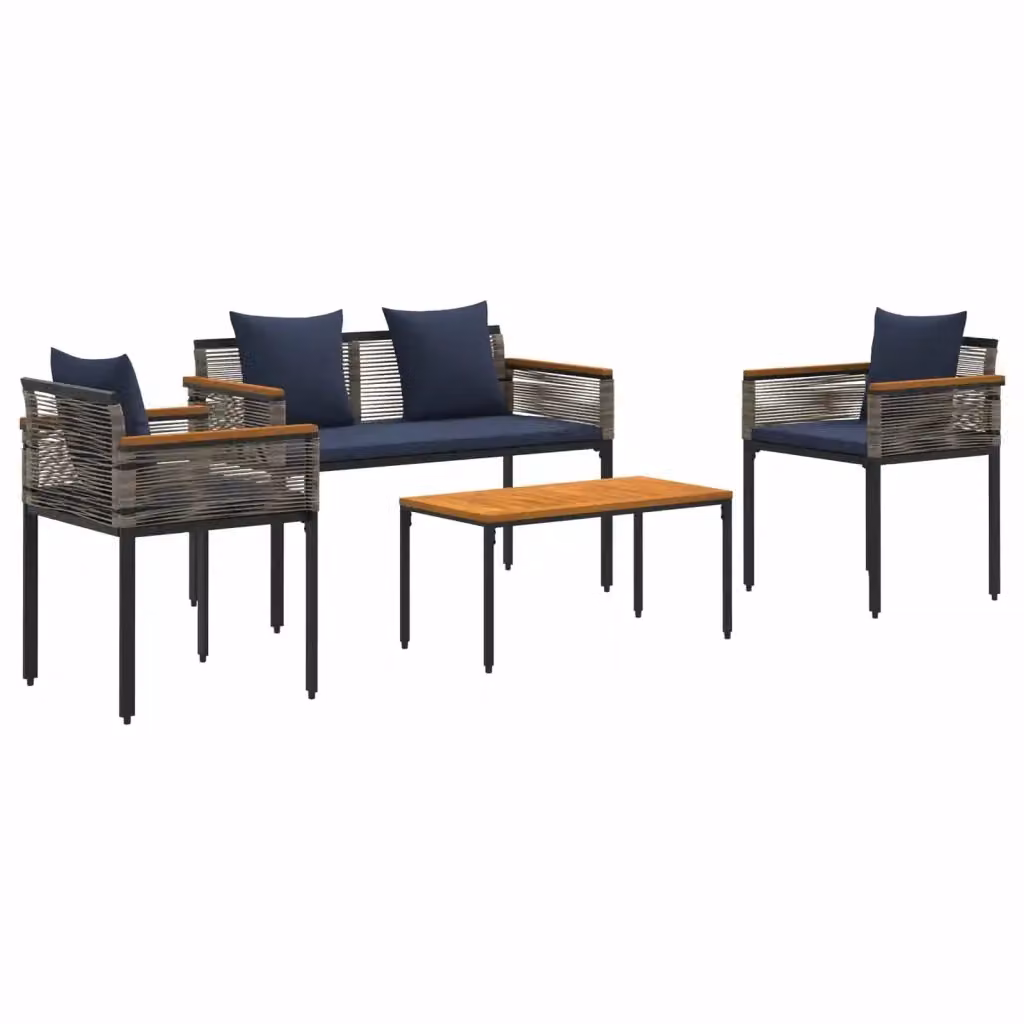 Set di mobili da esterno vidaXL in polyrattan grigio e blu navy per giardino e balcone – 2