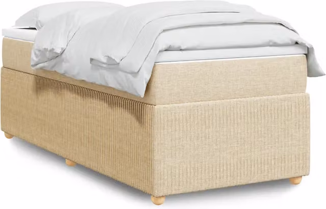 Letto con Giroletto a Molle e Materasso vidaXL in Tessuto Beige e Bianco L/P/H: 200 x 100 x 46 cm