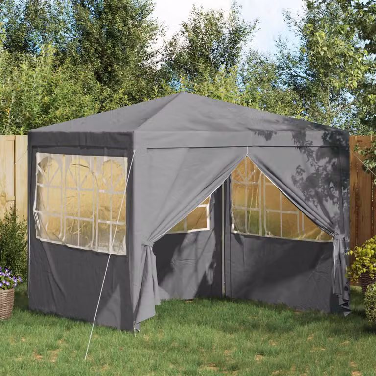 Tenda Party vidaXL Grigio Chiaro in PE e Acciaio L 250 x P 250 x H 240 cm