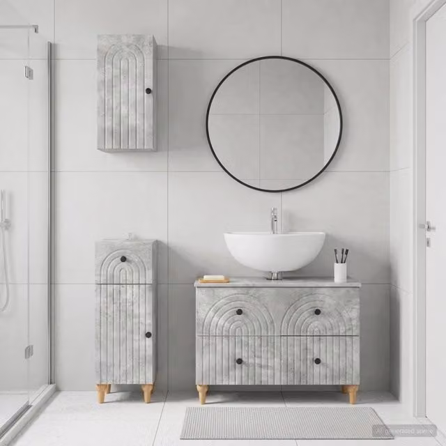 Set di armadietti da bagno in 3 pezzi ALKMAAR Grigio Cemento 3417750