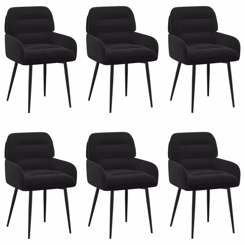 Set di 6 sedie da pranzo moderne vidaXL in velluto nero con struttura in metallo L/P/H: 59 x 59,5 x 90 cm – 2