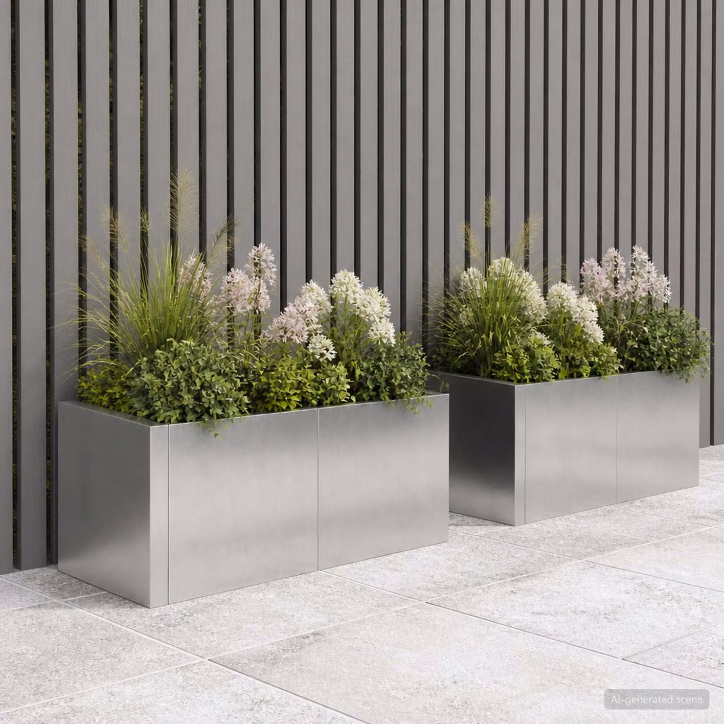 Set di 2 pezzi di aiuole rialzate vidaXL in acciaio inox argento, L/P/H: 50 x 50 x 50 cm