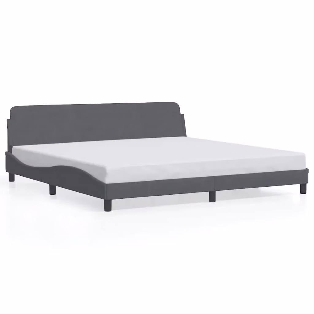 Letto matrimoniale vidaXL in velluto grigio con struttura in legno e metallo L/P/H: 200 x 205 x 218 cm – 2