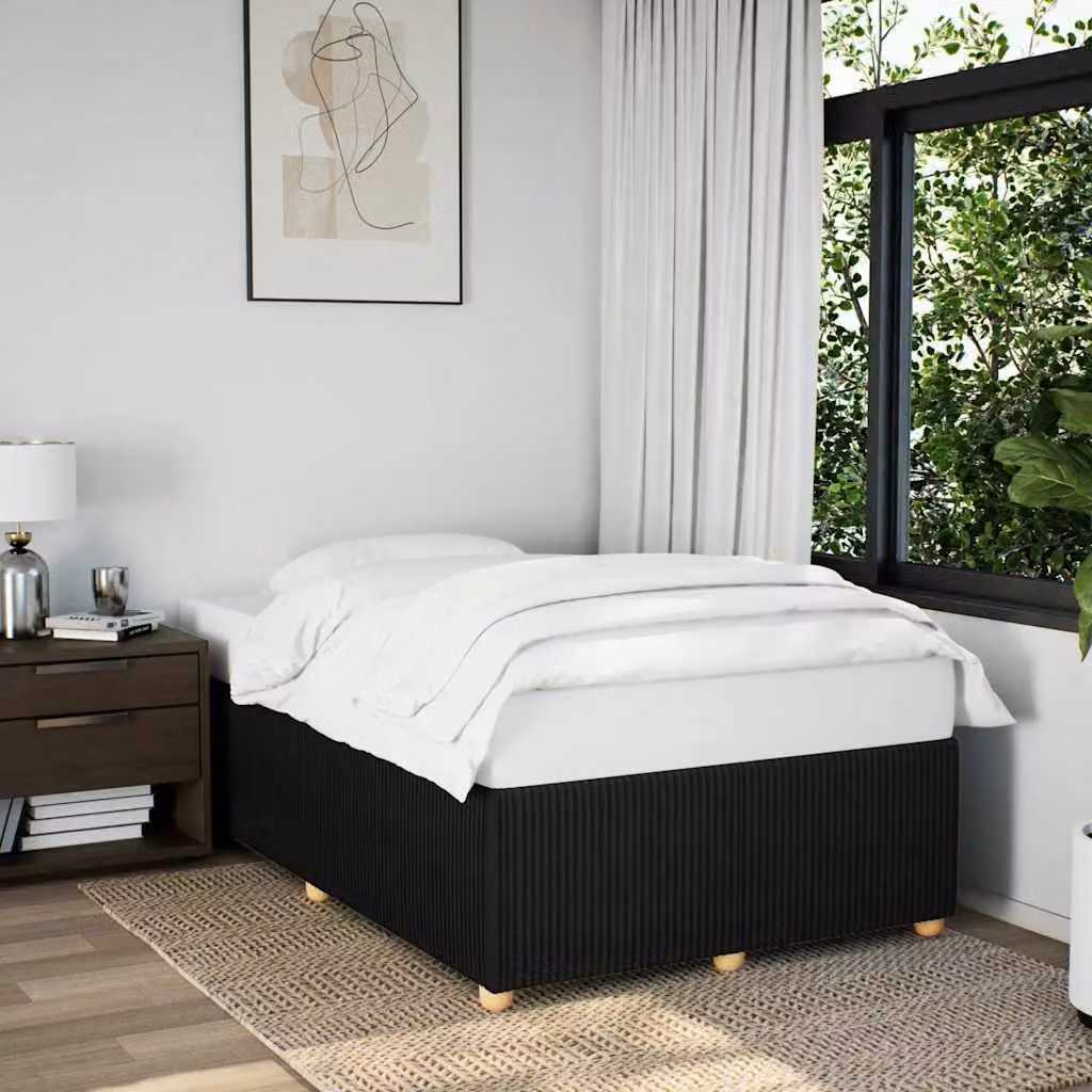 vidaXL Giroletto senza materasso nero in tessuto e legno L/P: 120 x 200 cm – 1