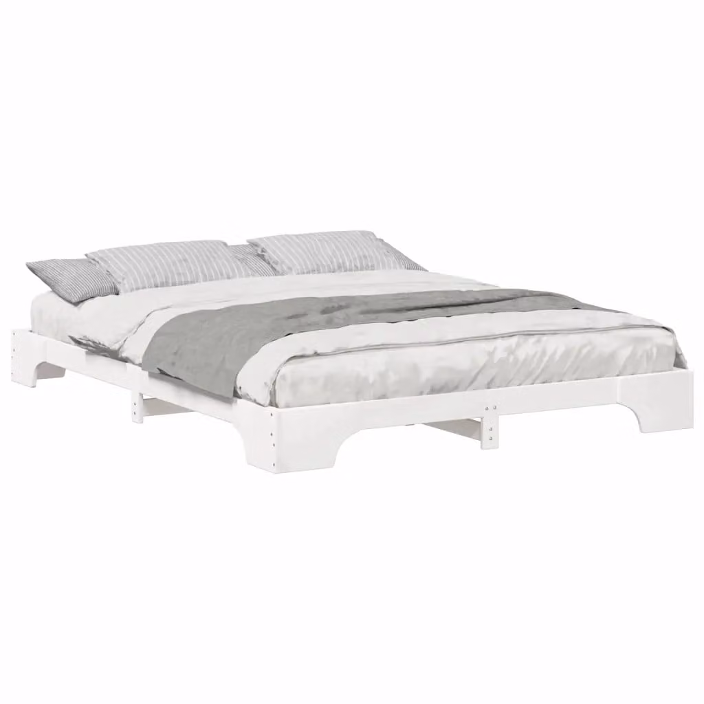Struttura letto moderno in pino massello bianco vidaXL L: 167 cm, P: 200 cm, H: 217 cm – 2