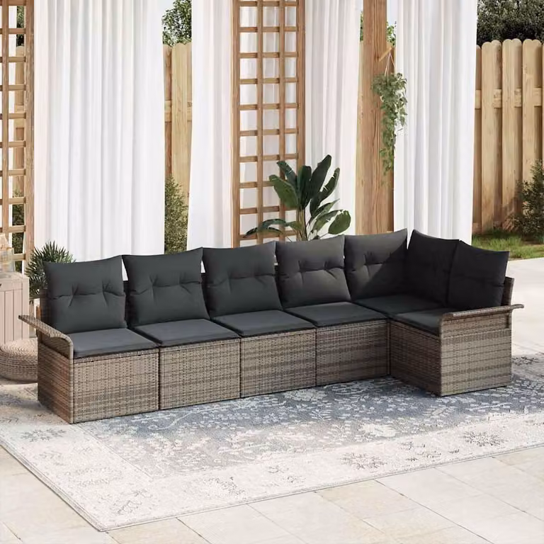 Maison Exclusive - Set Divano da Giardino con cuscino 6 pcs Grigio Poly Rattan