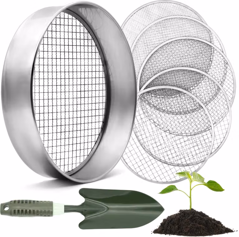 Setaccio da giardino rotondo da 30 cm con 5 inserti intercambiabili - inclusa pala da giardino