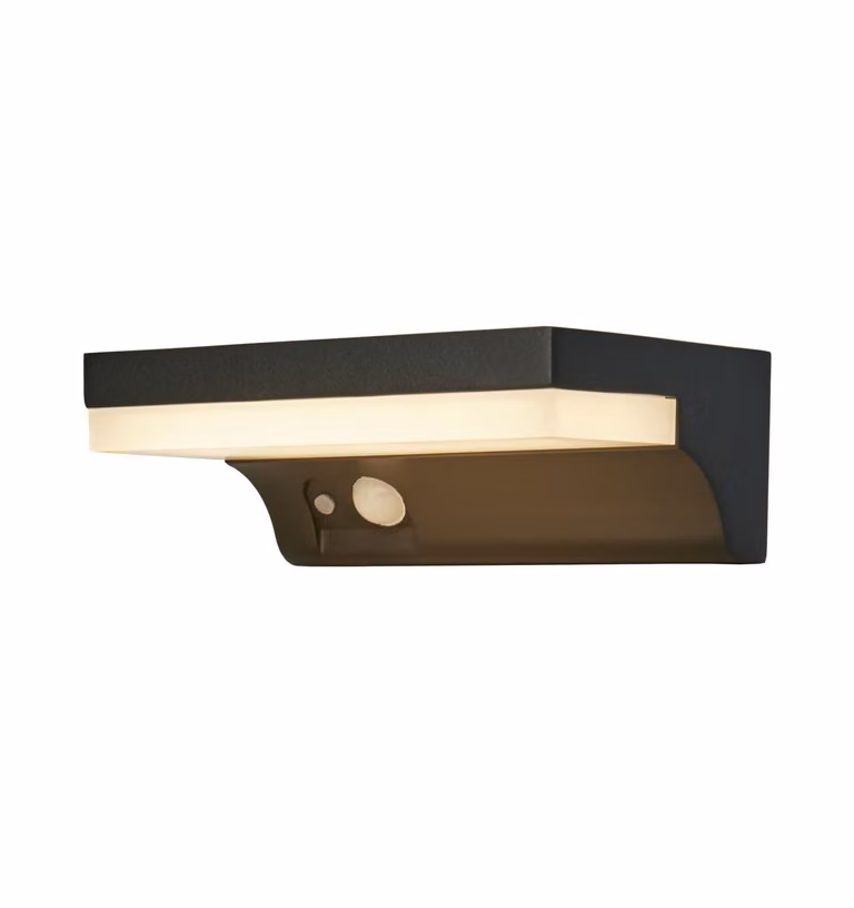 Applique Solare Alluminio Nero Policarbonato Bianco Led 2W 3000K Luce Bassa