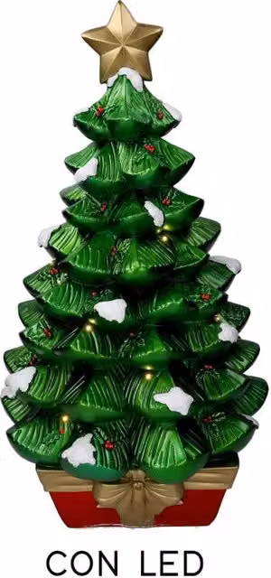 Albero resina innevato verde con led cm 36x36h67