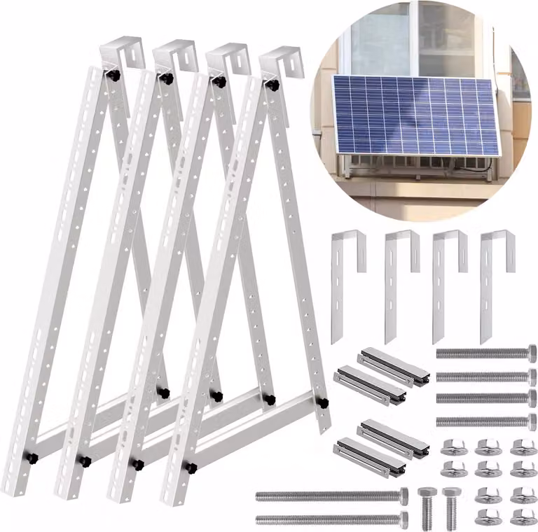 Supporto fotovoltaico 114CM montaggio pannello solare montaggio modulo solare montaggio centrale elettrica balcone 0°-90° elevazione ringhiera balcone angolare