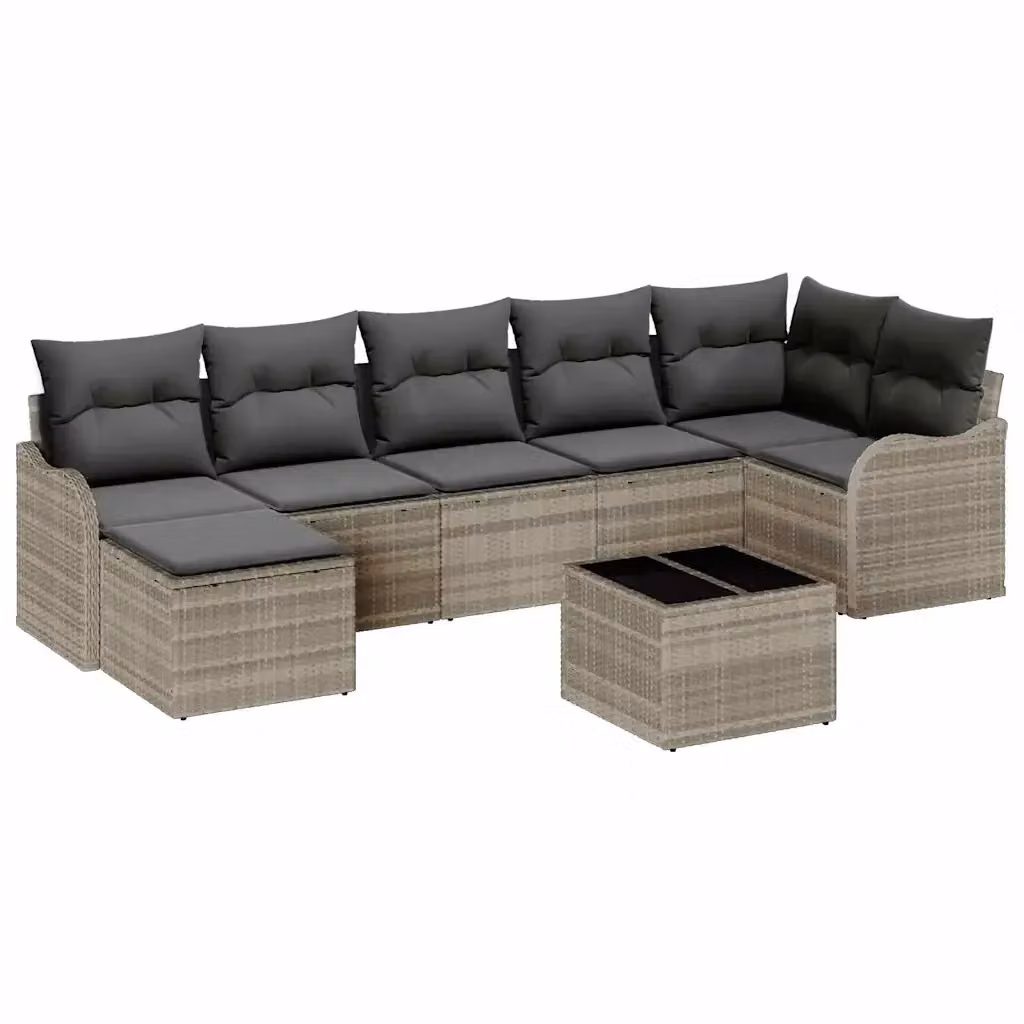 Set Divano da Giardino a L vidaXL in Polyrattan Grigio con Cuscini e Tavolino da Esterno – 2
