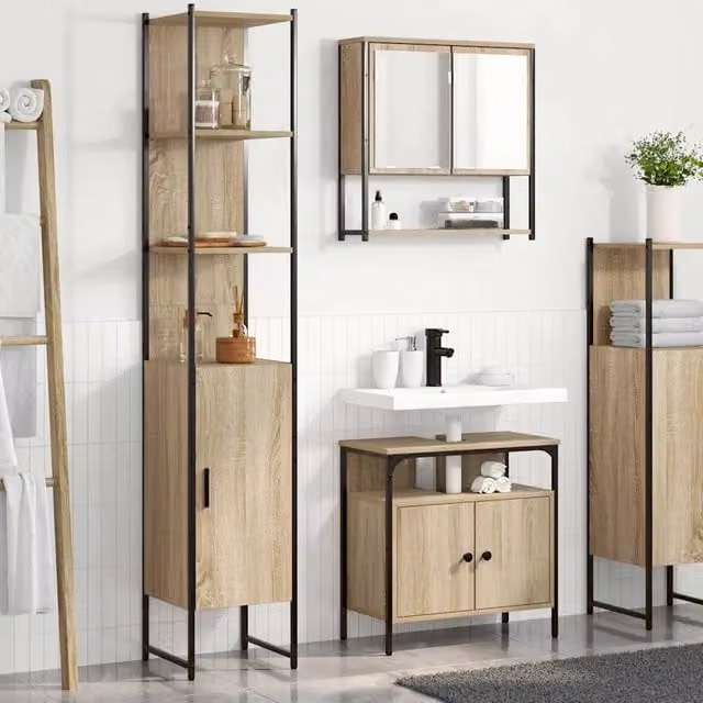Set di mobili per il bagno 3 pz Rovere Sonoma 3399400
