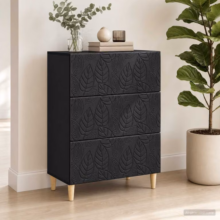 Carrello mobile con cassetti vidaXL in legno ingegnerizzato nero L: 66 cm, P: 34,5 cm, H: 90 cm